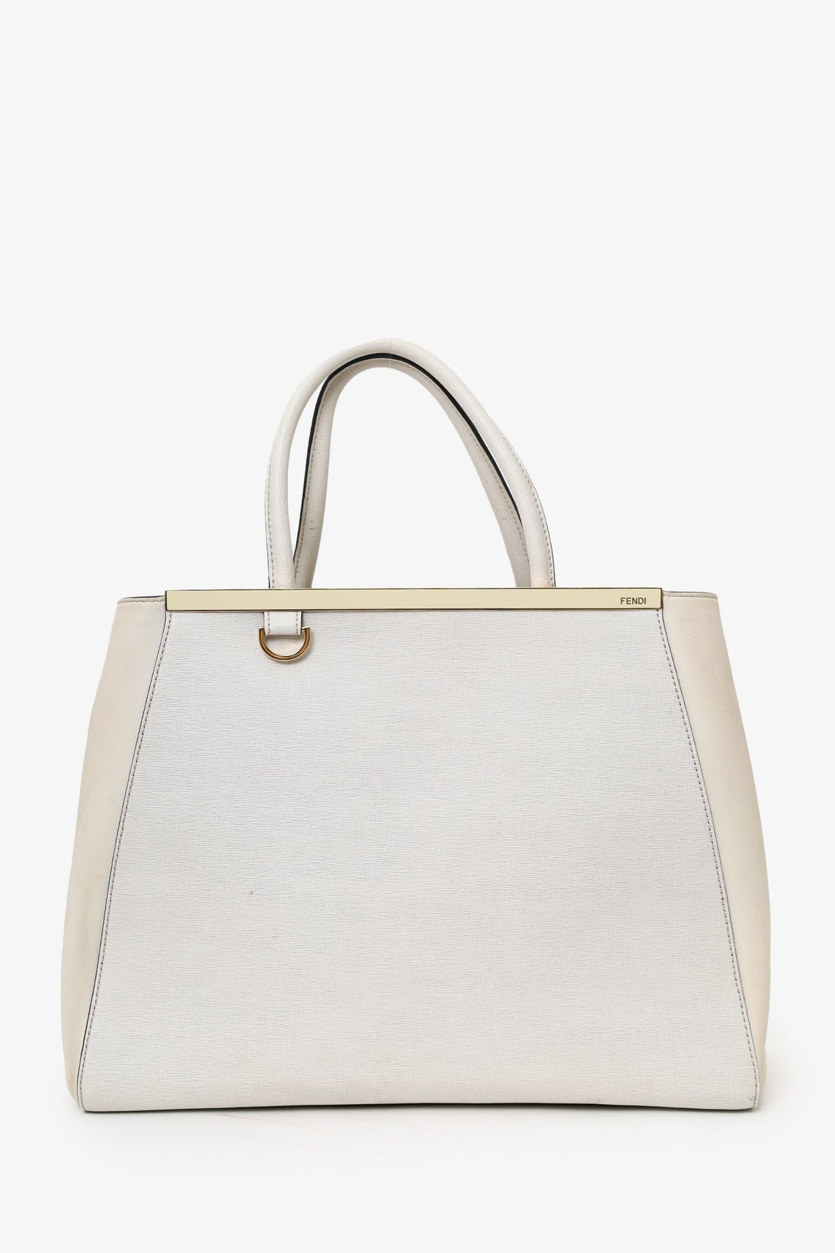 Fendi White Leather Medium 2Jours Top Handle (As Is)