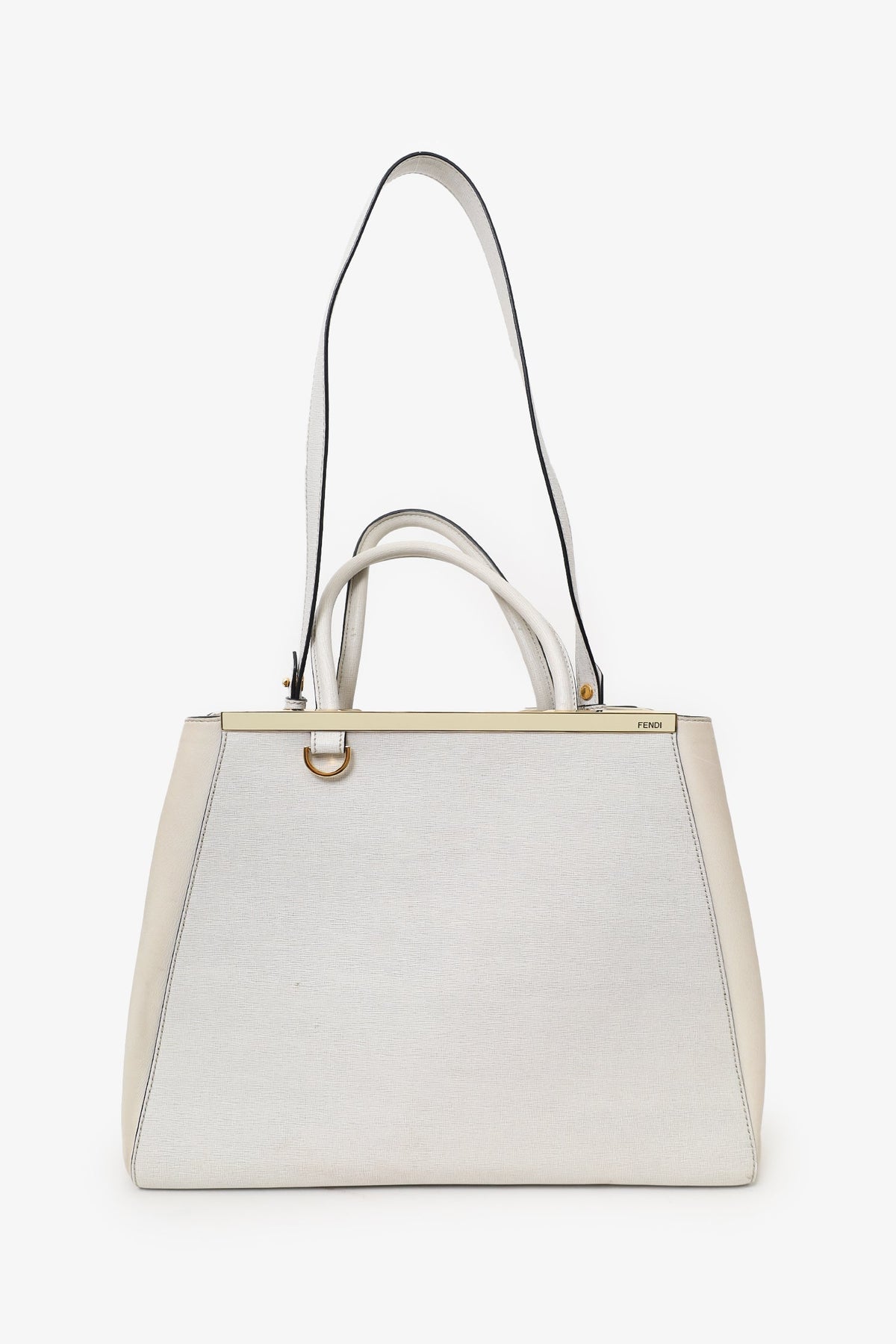 Fendi White Leather Medium 2Jours Top Handle (As Is)