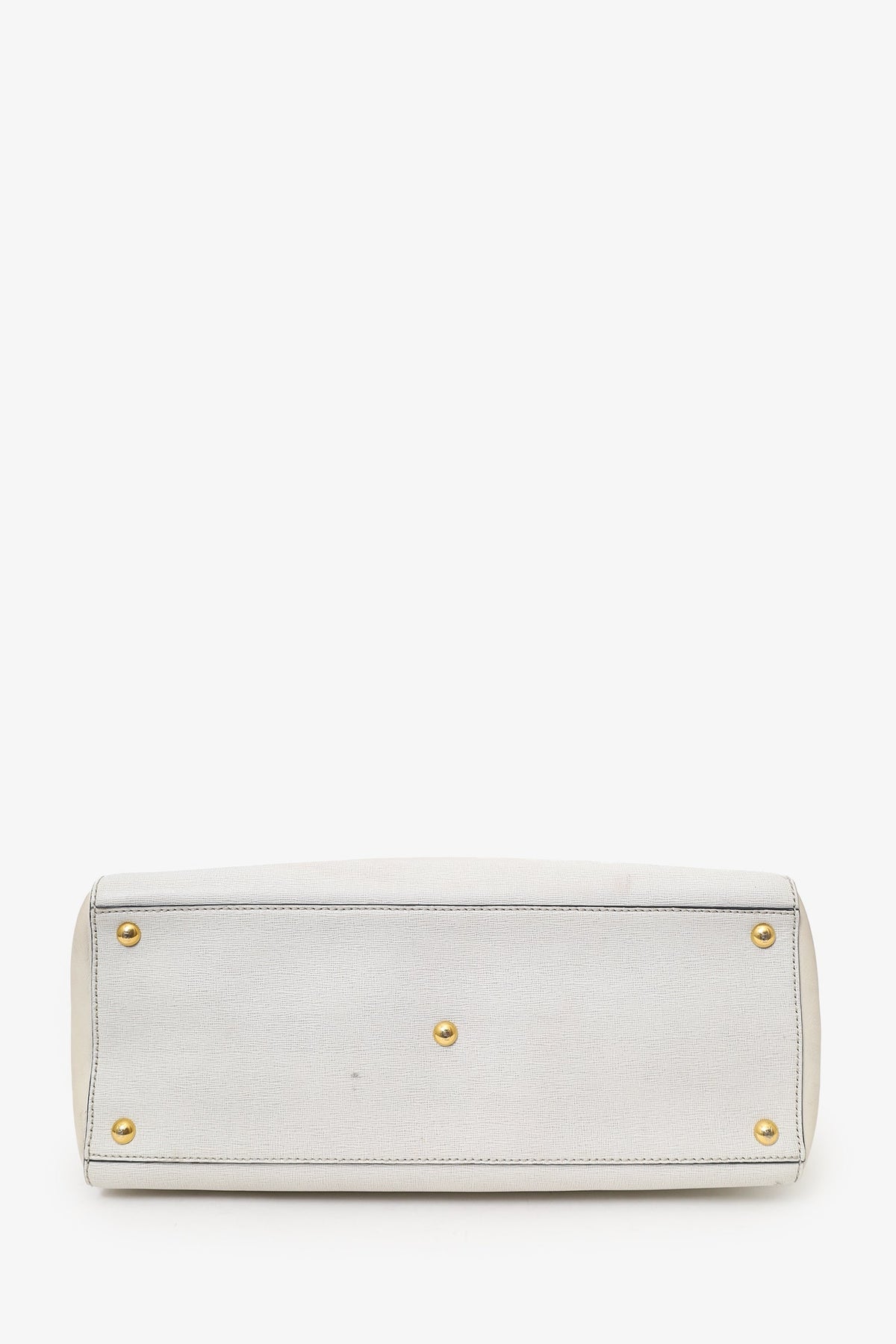 Fendi White Leather Medium 2Jours Top Handle (As Is)
