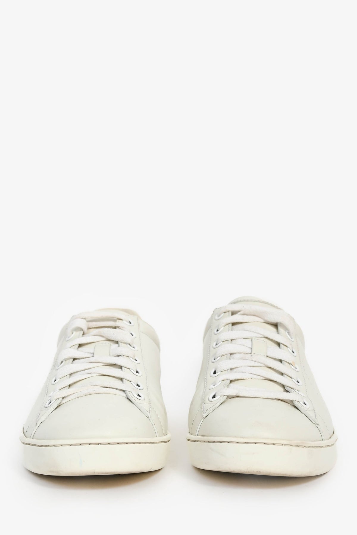 Gucci White/Grey Leather GG Logo Sneakers Size 9