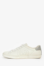 Gucci White/Grey Leather GG Logo Sneakers Size 9
