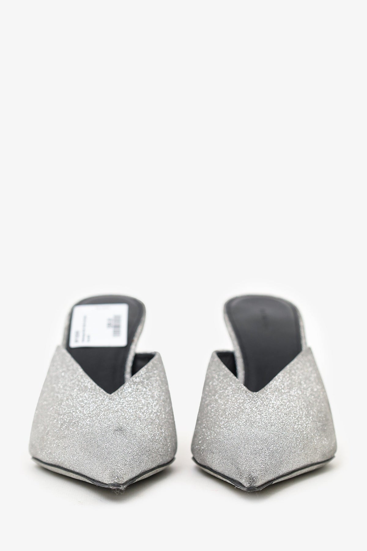 Balenciaga Silver Glitter Knife Mules Size 38.5