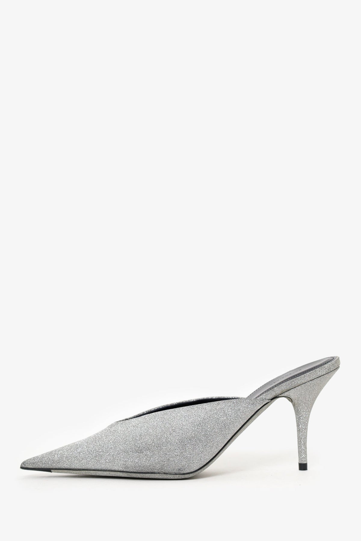 Balenciaga Silver Glitter Knife Mules Size 38.5