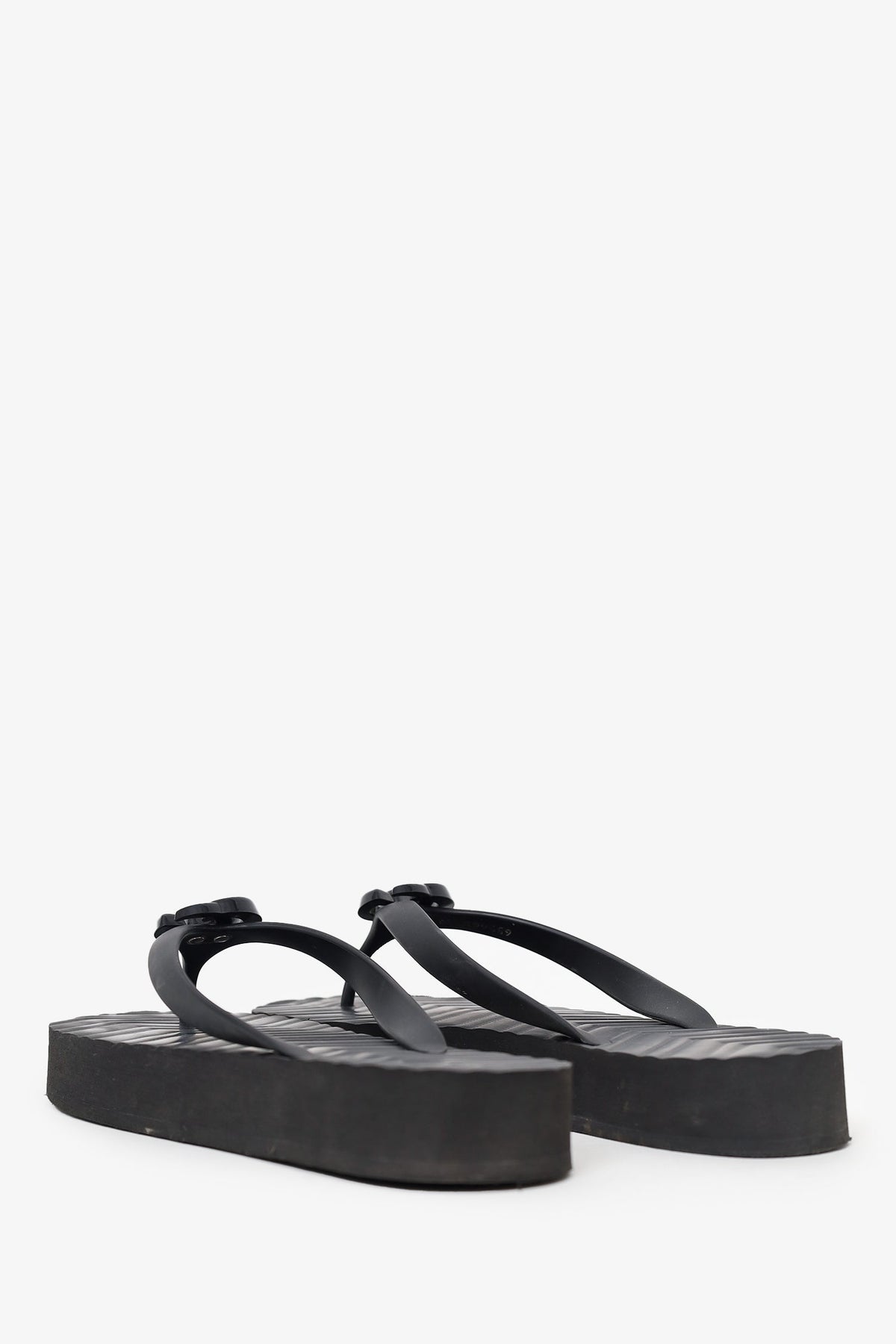 Gucci Black GG Logo Flip Flops Size 40