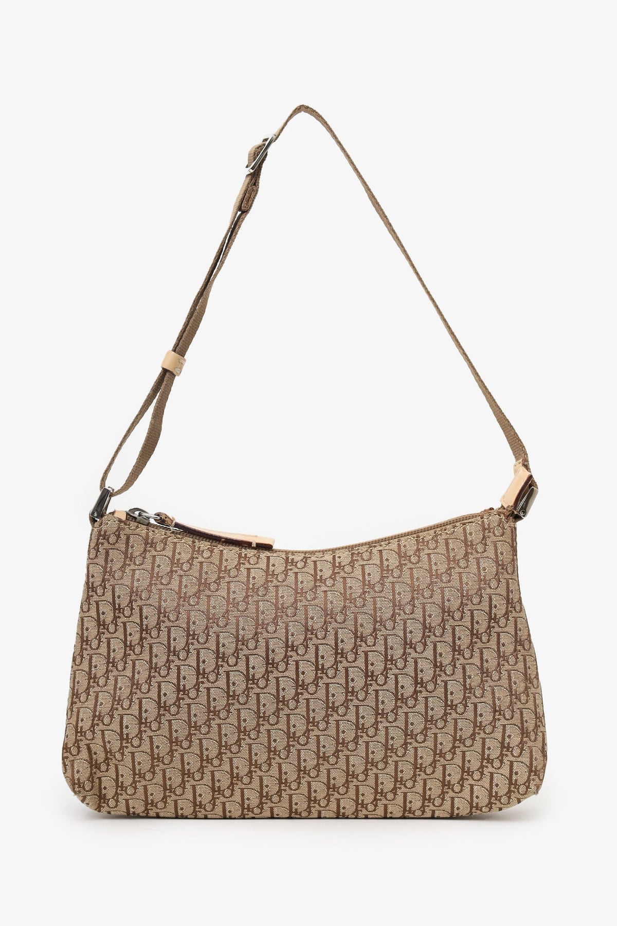 Christian Dior 2004 Beige Oblique Canvas Trotter Pochette Shoulder Bag