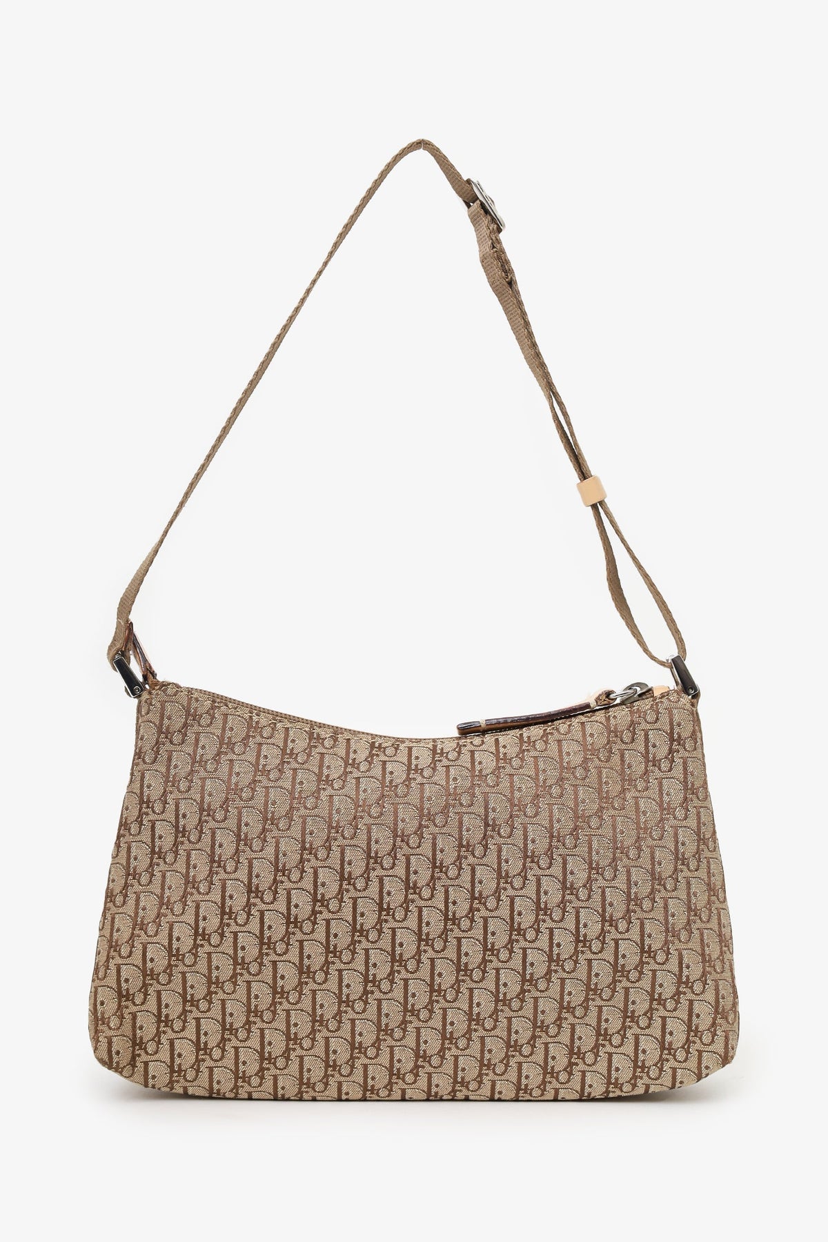 Christian Dior 2004 Beige Oblique Canvas Trotter Pochette Shoulder Bag