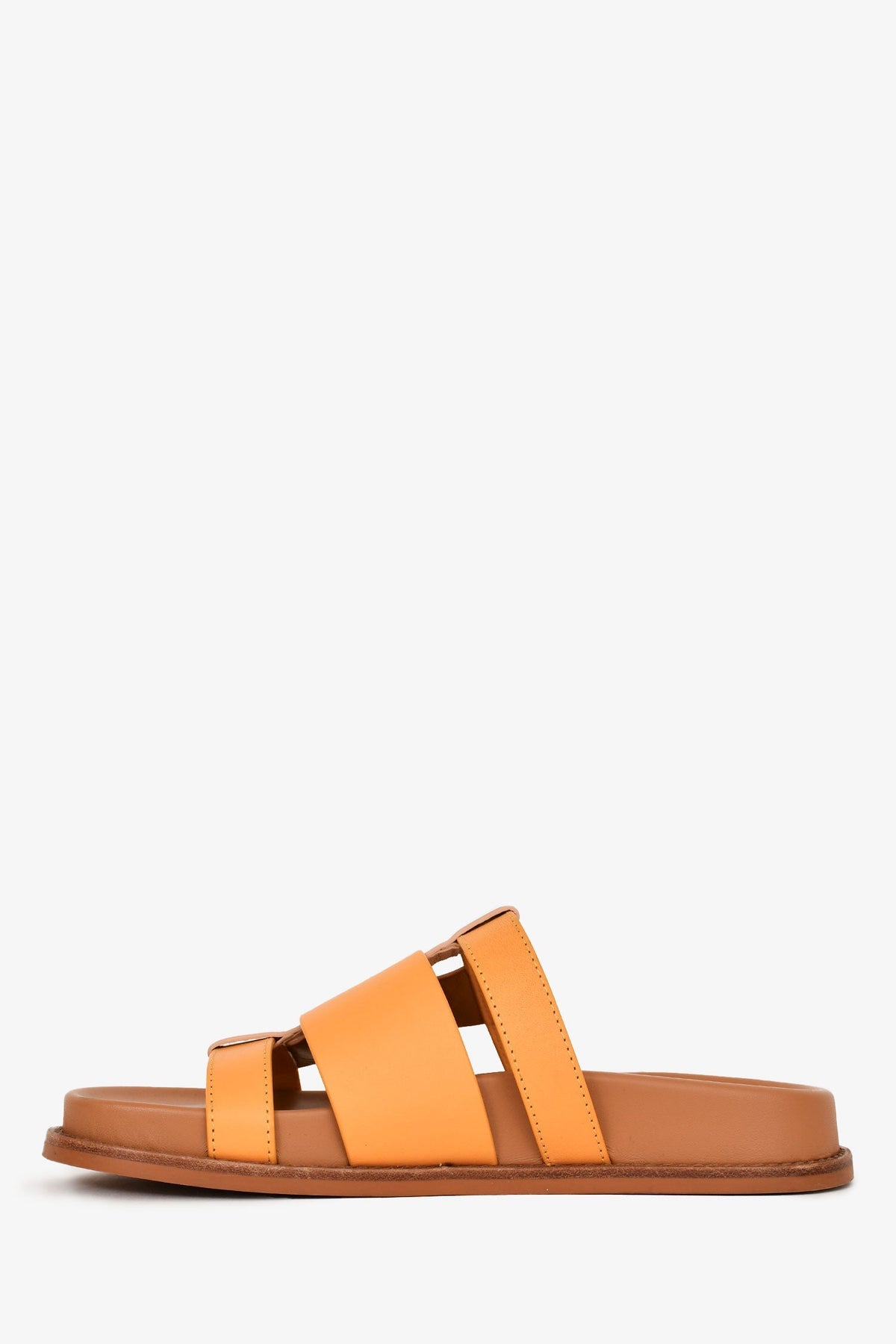 Burberry Yellow/Brown Colour Block Leather Slides Size 36.5