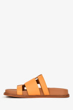 Burberry Yellow/Brown Colour Block Leather Slides Size 36.5