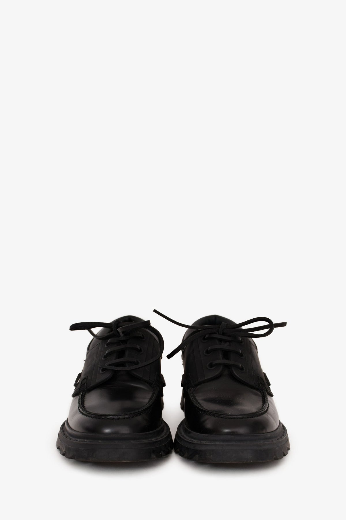 Christian Dior Black Leather Derby Boat Shoes Size 37