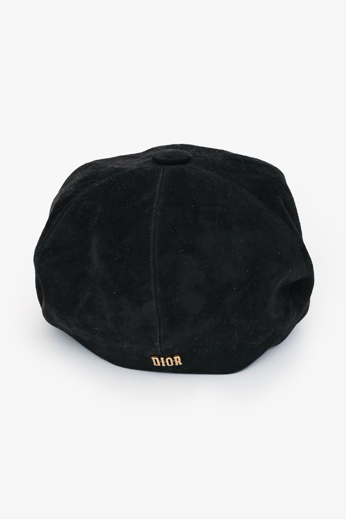 Christian Dior Black Suede Newsboy Hat Size 57