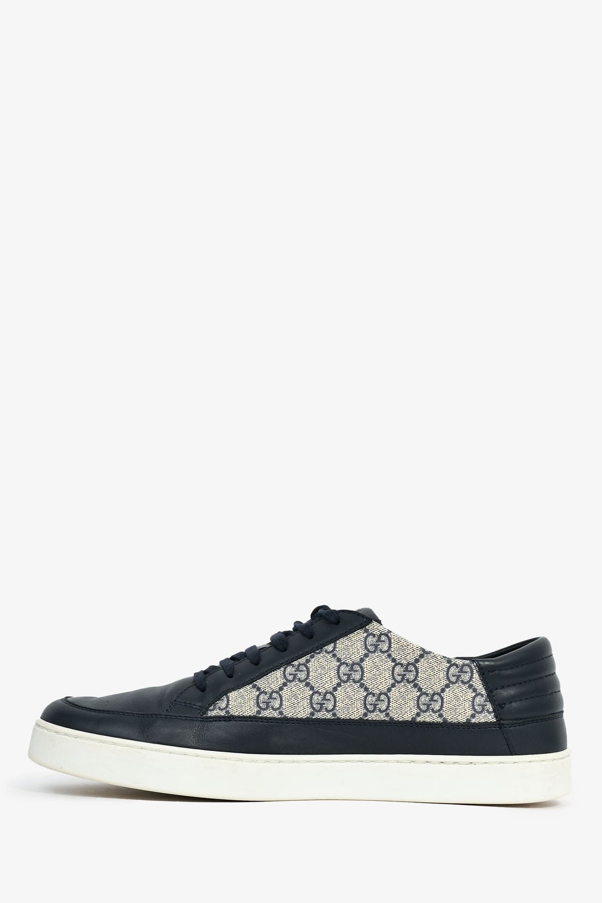 Gucci Navy Leather GG Monogram Sneakers Size 10 Mens