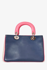 Christian Dior Navy/Pink Tri Colour Leather Mini Diorissimo Top Handle with Strap