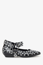 Louis Vuitton Black/White Patent Eyelet Ballet Flats Size 38.5