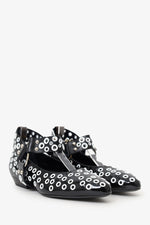 Louis Vuitton Black/White Patent Eyelet Ballet Flats Size 38.5