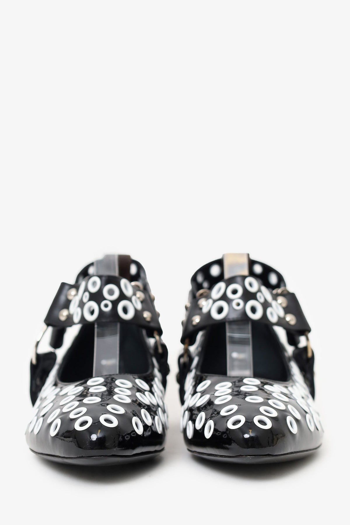 Louis Vuitton Black/White Patent Eyelet Ballet Flats Size 38.5