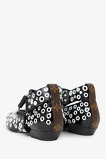 Louis Vuitton Black/White Patent Eyelet Ballet Flats Size 38.5