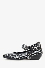 Louis Vuitton Black/White Patent Eyelet Ballet Flats Size 38.5