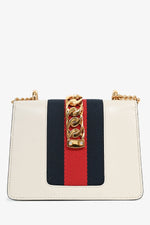 Gucci Cream Leather Web Mini Sylvie Chain Bag