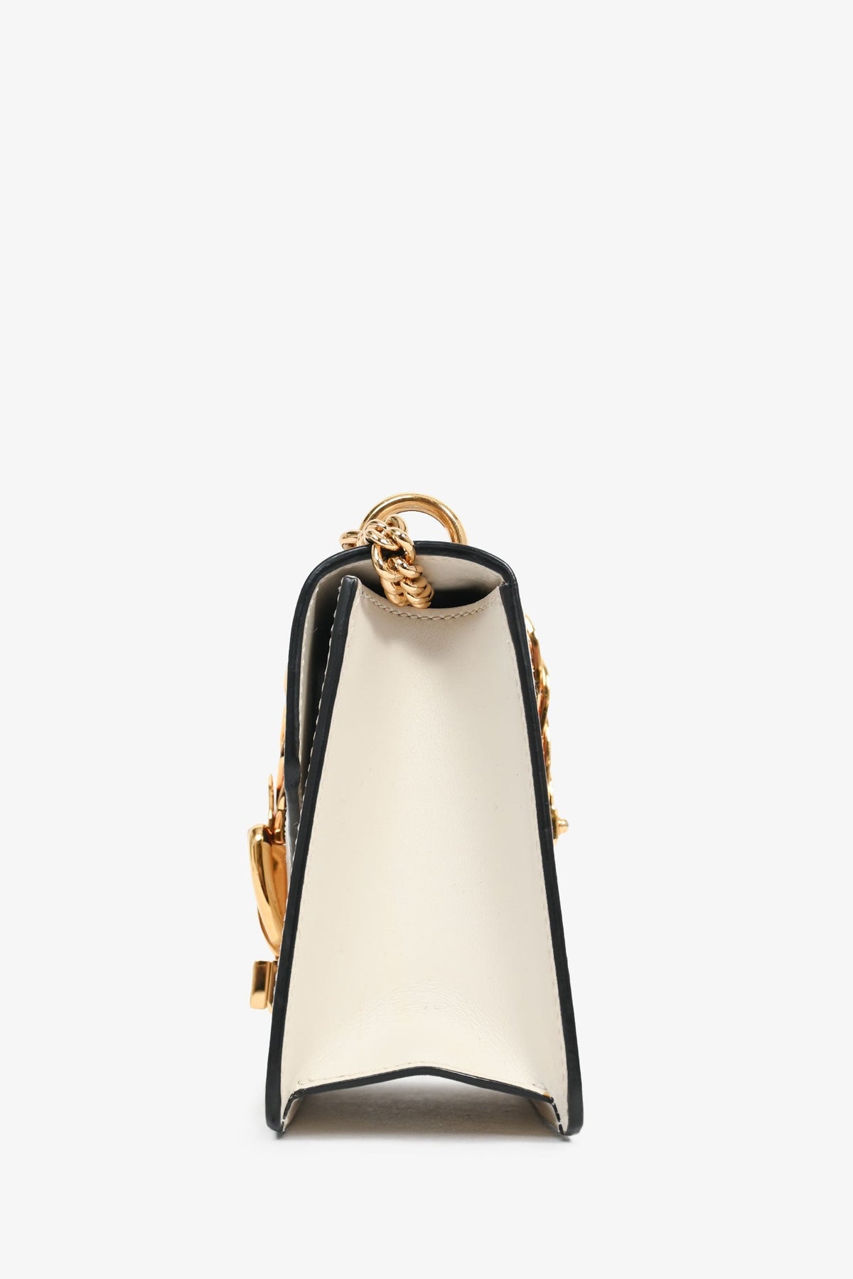 Gucci Cream Leather Web Mini Sylvie Chain Bag