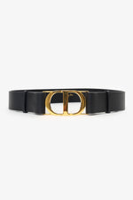 Christian Dior Black Leather 30 Montaigne CD-Buckle Belt