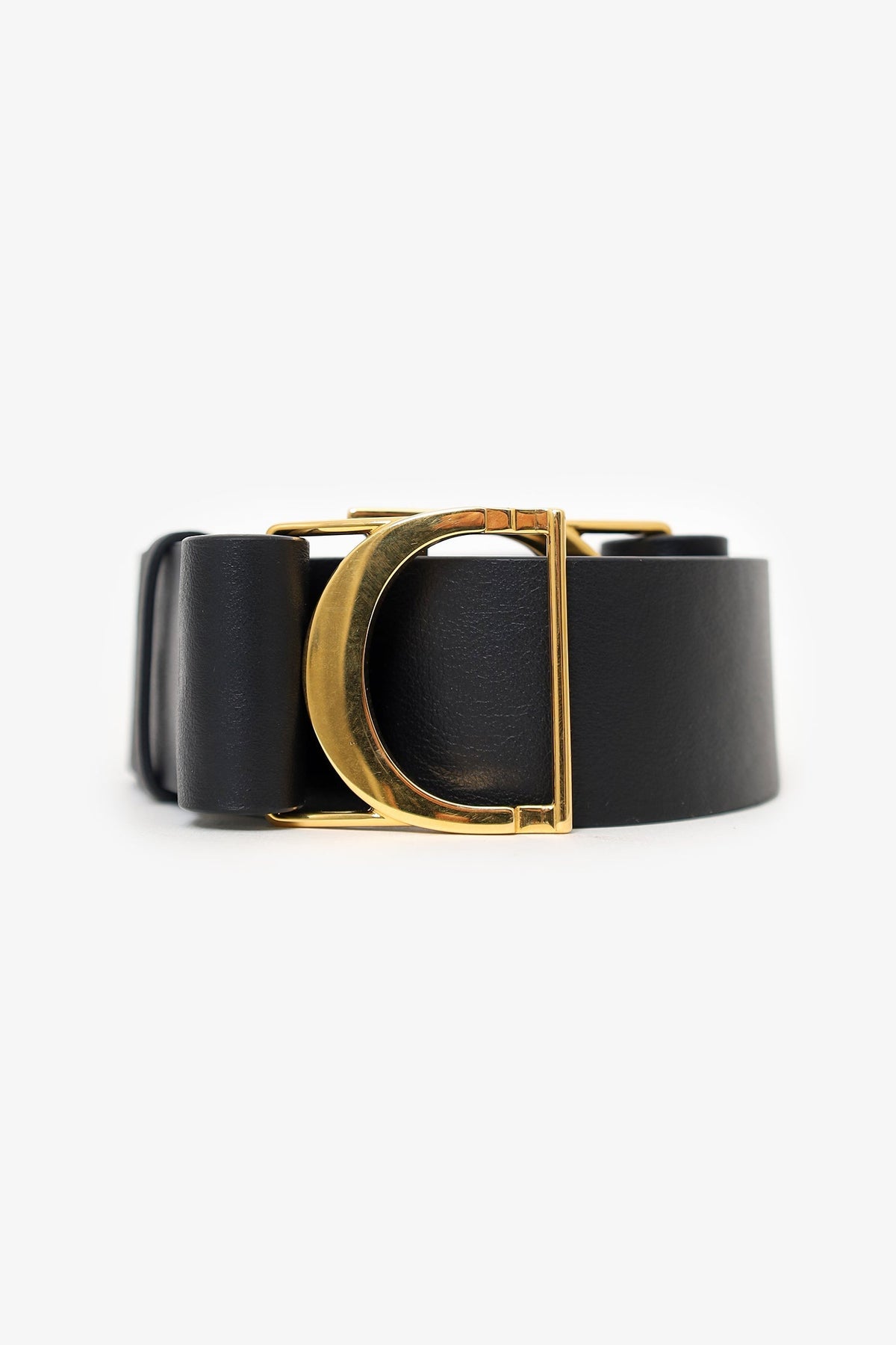 Christian Dior Black Leather 30 Montaigne CD-Buckle Belt