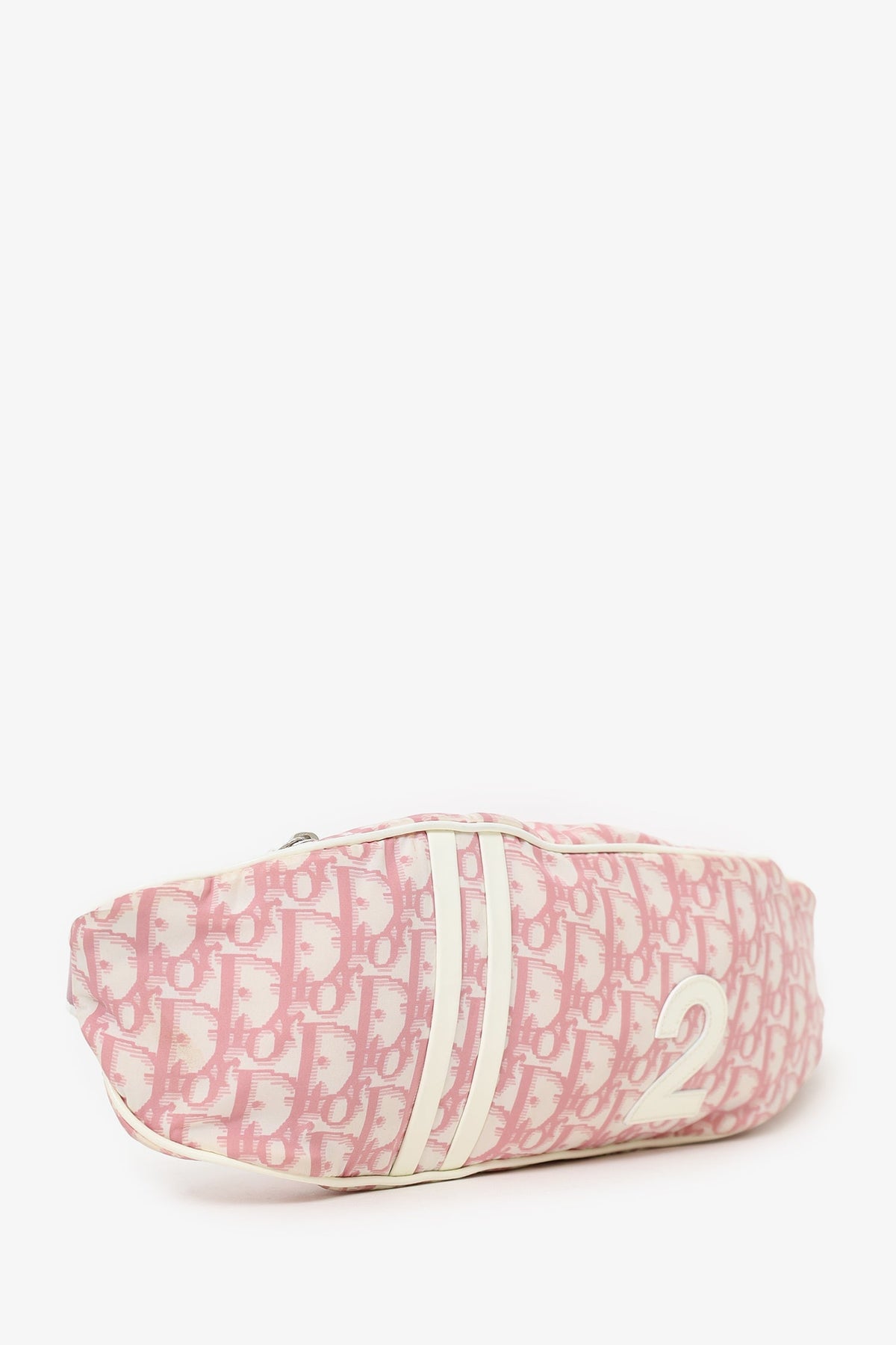 Christian Dior 2004 Rose Clair Logo Print Nylon No. 2 Girly Waist Belt Bag