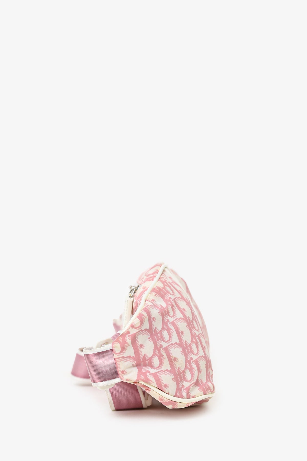 Christian Dior 2004 Rose Clair Logo Print Nylon No. 2 Girly Waist Belt Bag