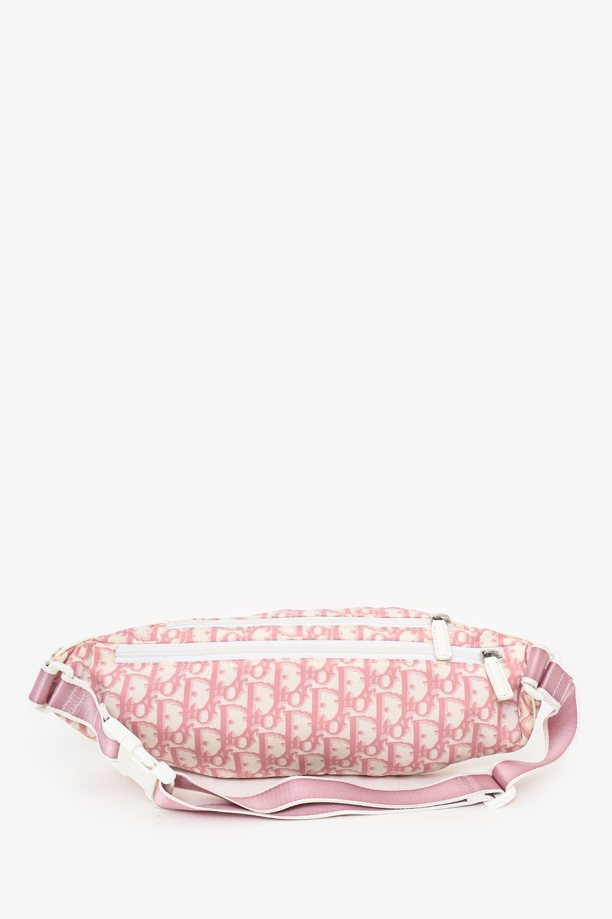 Christian Dior 2004 Rose Clair Logo Print Nylon No. 2 Girly Waist Belt Bag