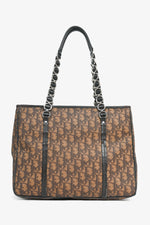 Christian Dior 2006 Brown Coated Canvas/Leather Trim Oblique Shoulder Bag (As Is)