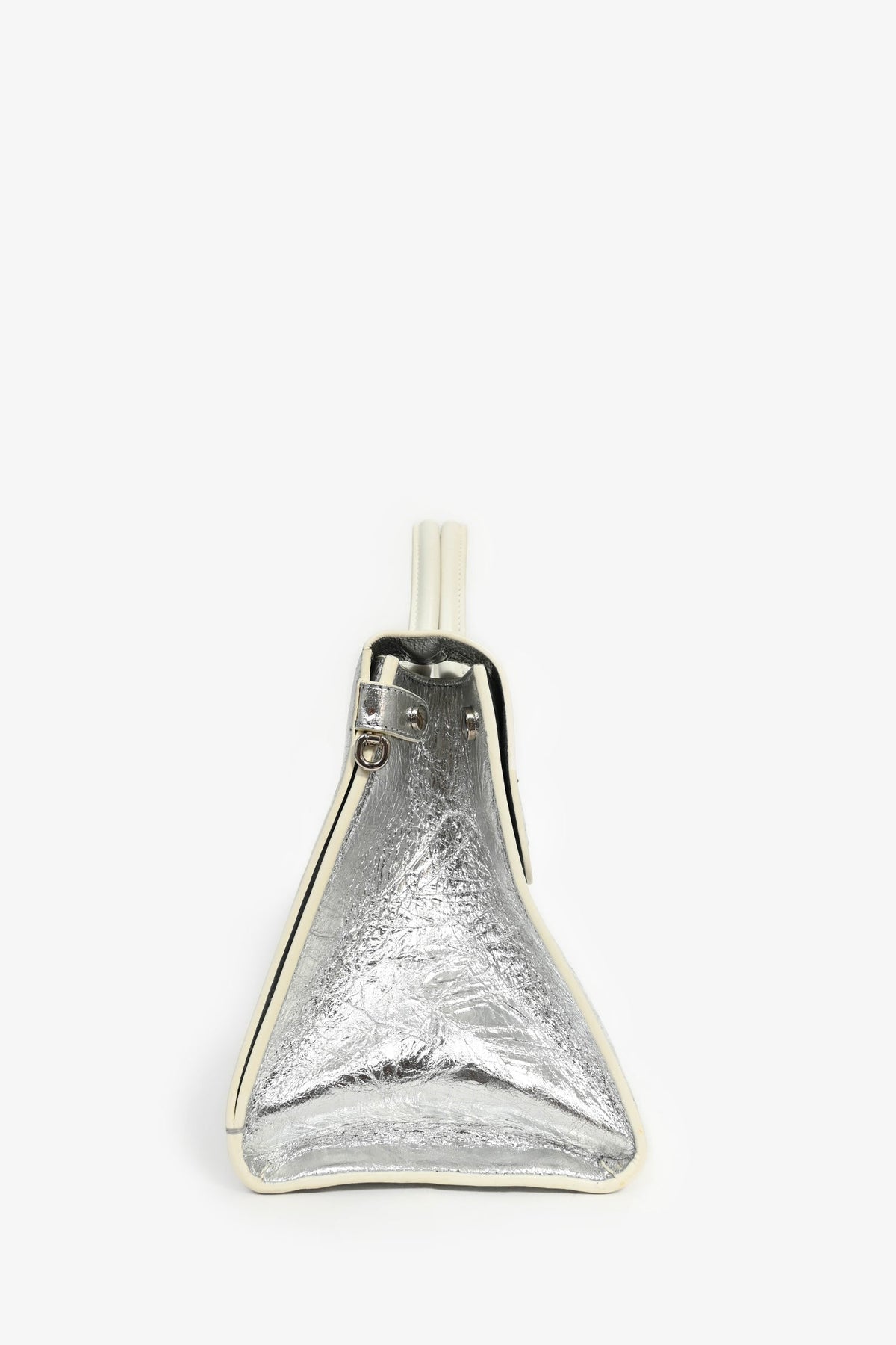 Christian Dior Silver Crinkle Leather 'Diorever' Medium Top Handle with Strap