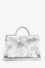 Christian Dior Silver Crinkle Leather 'Diorever' Medium Top Handle with Strap