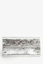 Christian Dior Silver Crinkle Leather 'Diorever' Medium Top Handle with Strap