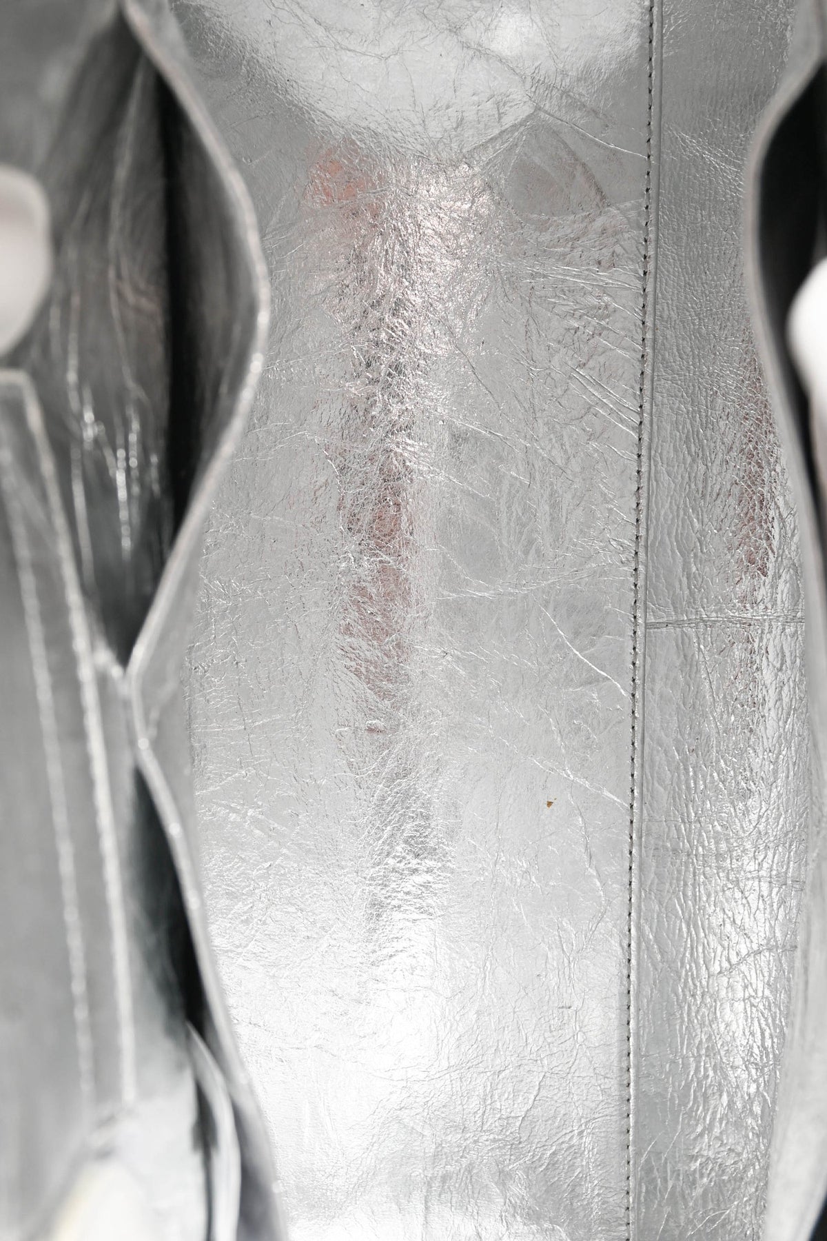 Christian Dior Silver Crinkle Leather 'Diorever' Medium Top Handle with Strap