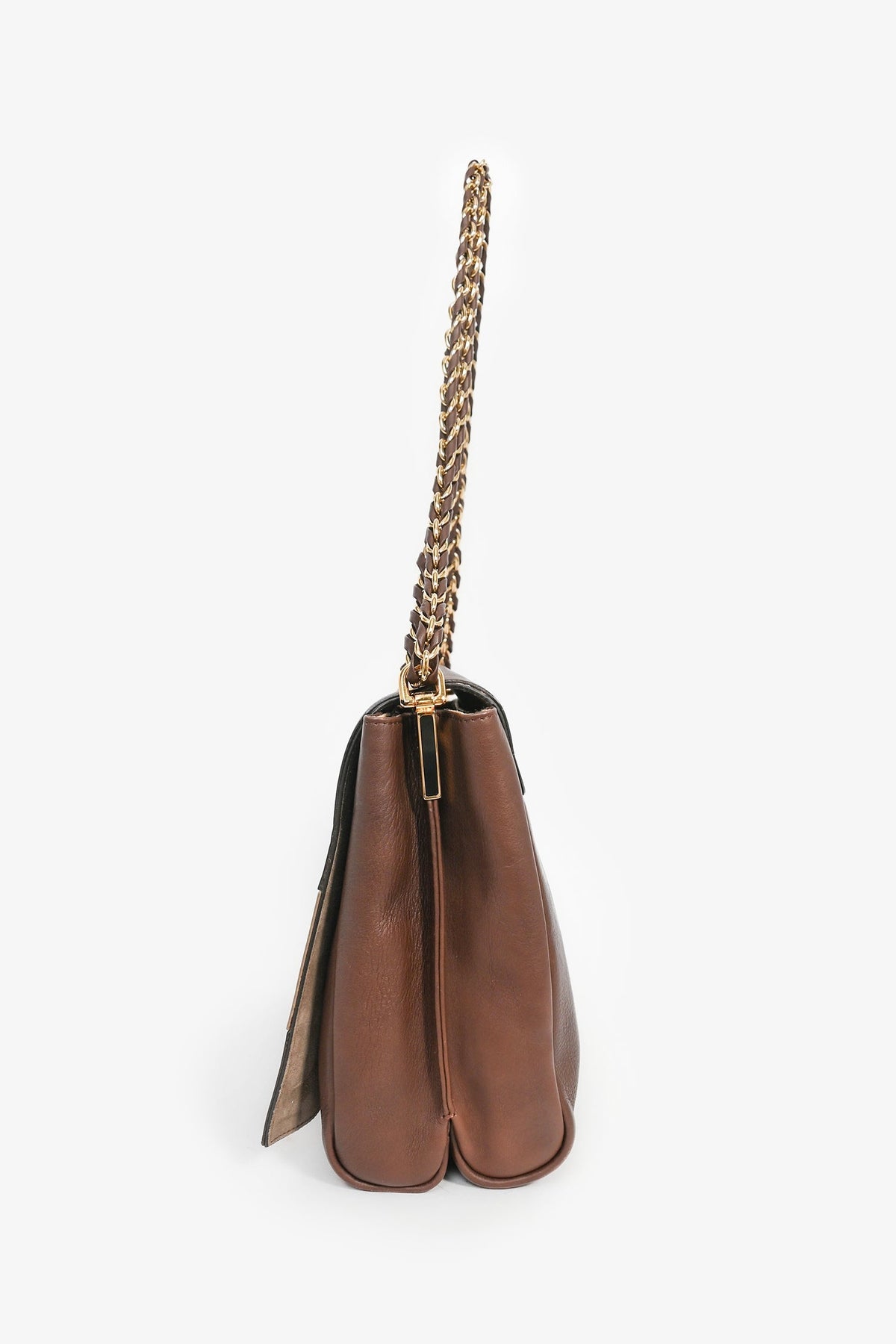 Fendi Brown/Red Leather 'Claudia' Shoulder Bag (As Is)
