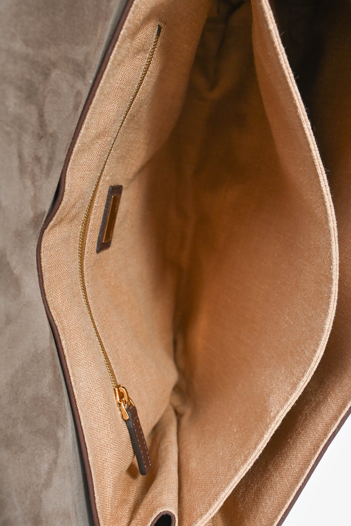 Fendi Brown/Red Leather 'Claudia' Shoulder Bag (As Is)