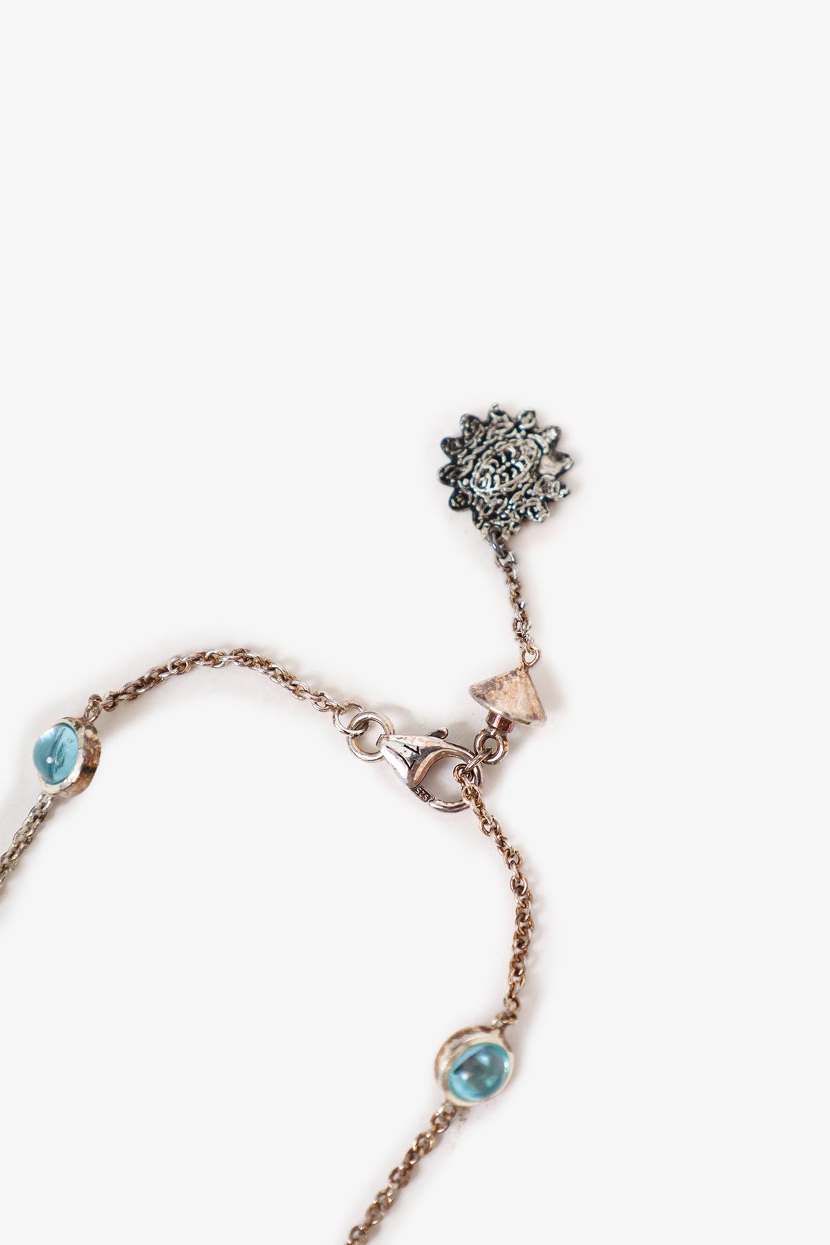 Gucci 925 Sterling Silver Double G Flower Chain Bracelet