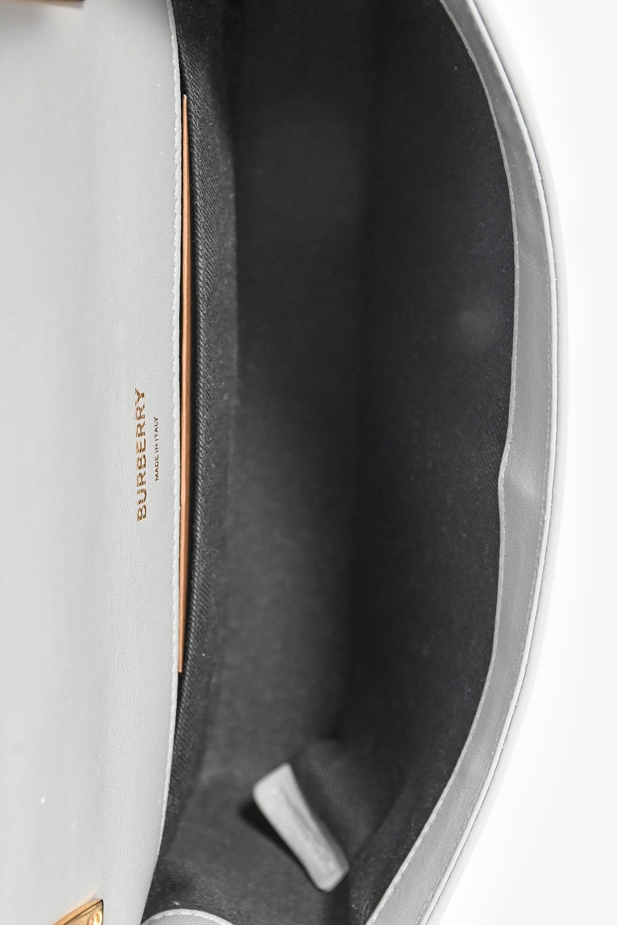 Burberry Grey Leather Quilted TB Logo Lola Flap Crossbody