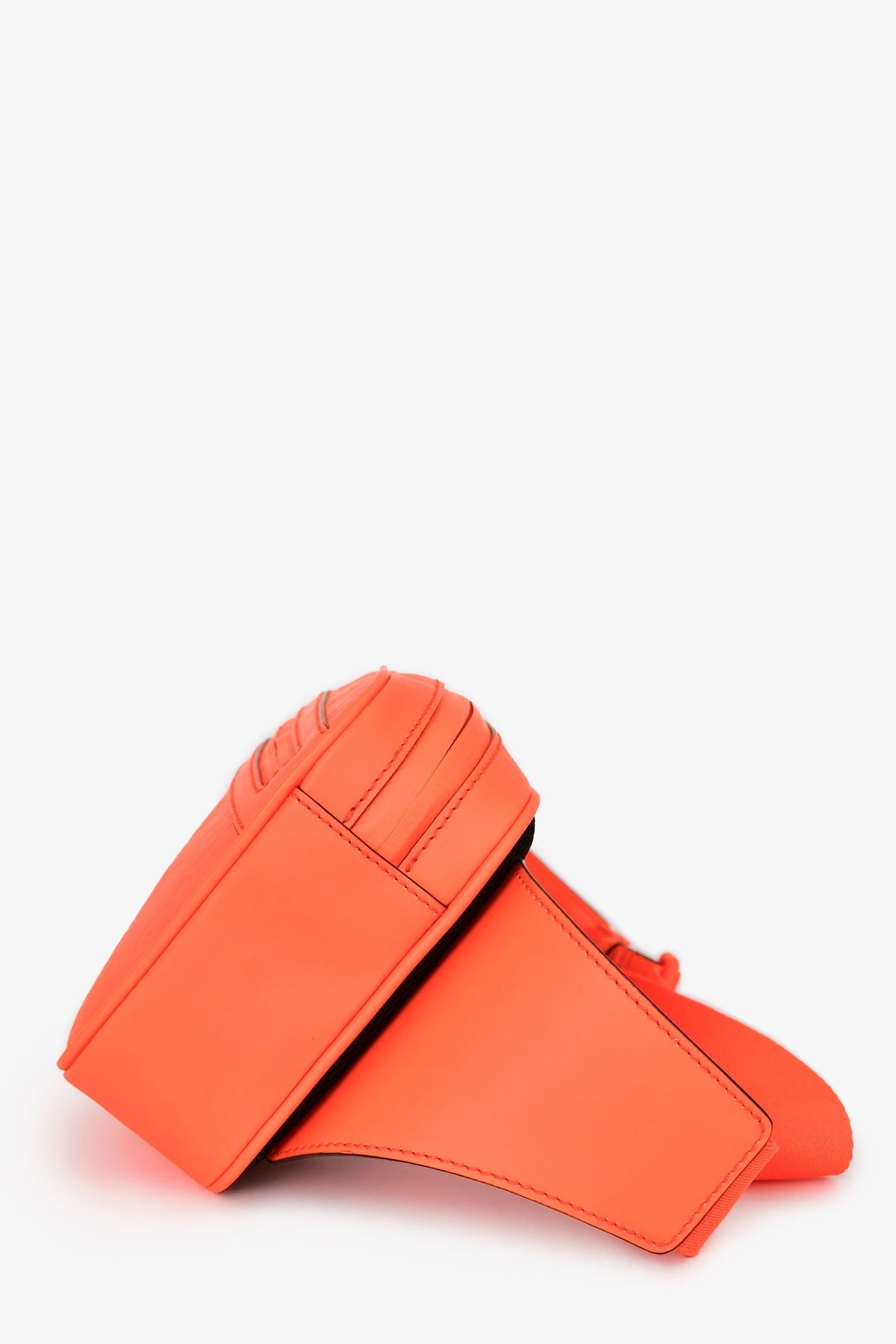 Gucci Neon Orange Leather GG Marmont Belt Bag