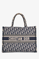 Christian Dior 2020 Navy Oblique Jacquard Small Book Tote (As Is)