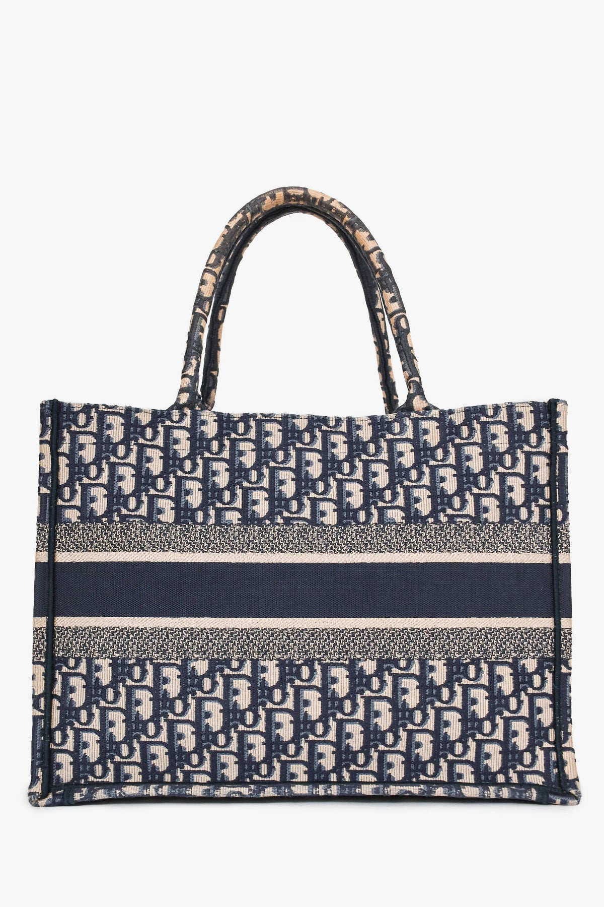 Christian Dior 2020 Navy Oblique Jacquard Small Book Tote (As Is)