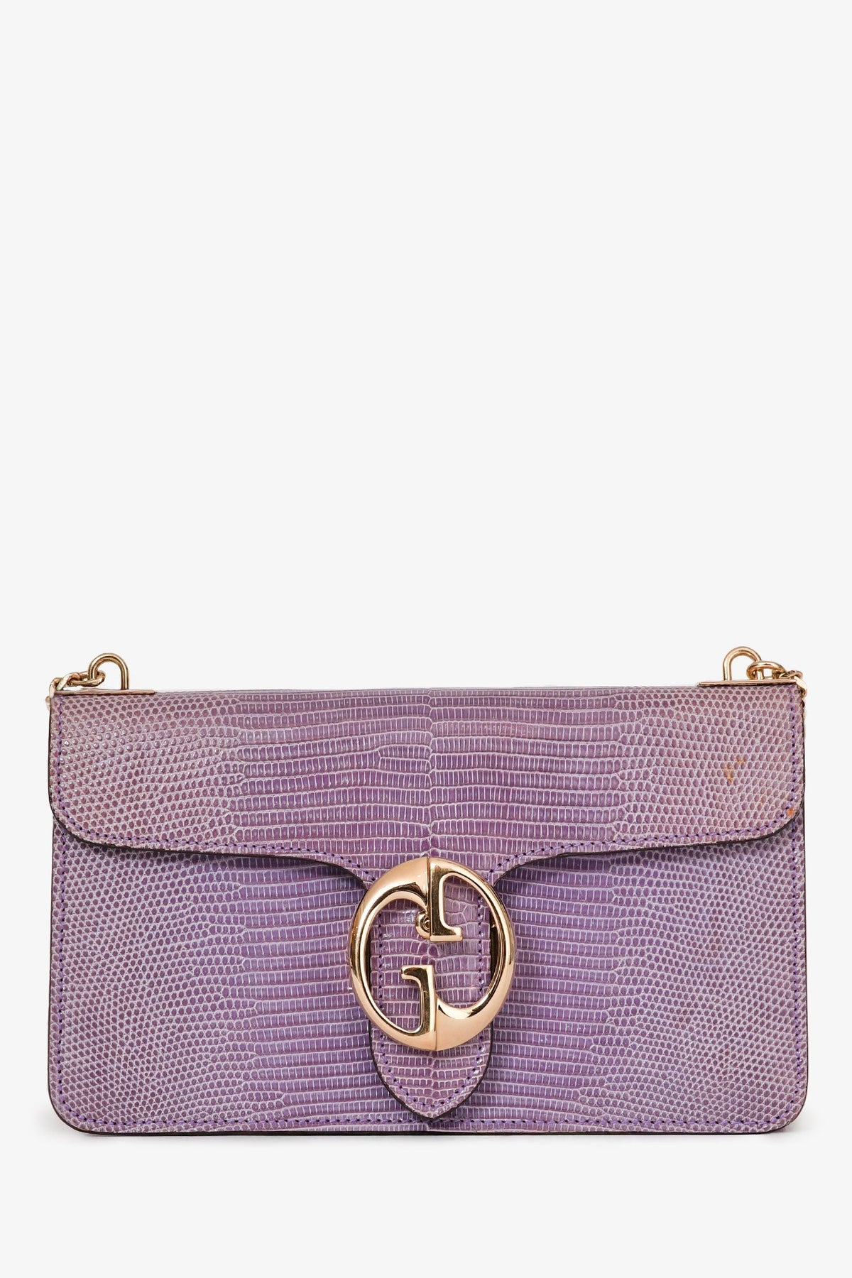 Gucci Purple Lizard Leather 1973 East West Chain Bag