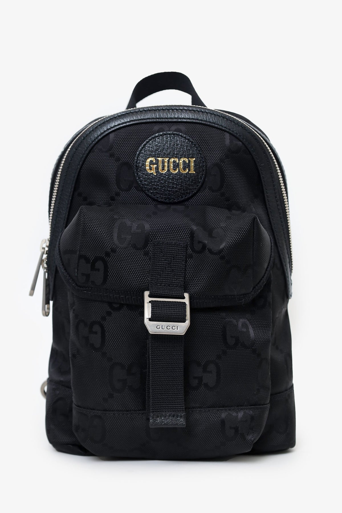 Gucci Black Jumbo GG Nylon Off the Grid Sling Backpack