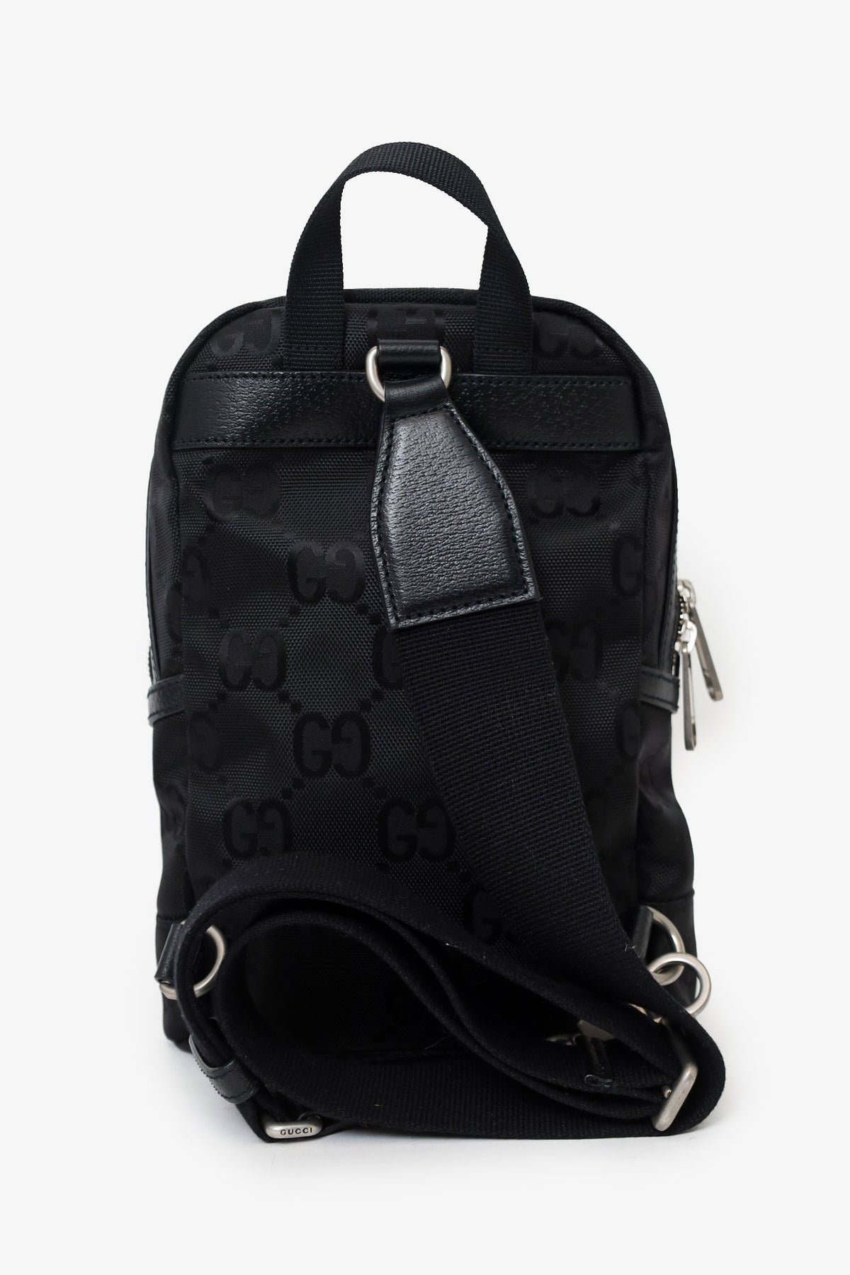 Gucci Black Jumbo GG Nylon Off the Grid Sling Backpack