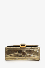 Balenciaga Gold Croc Embossed Leather Hourglass Nano Chain Bag
