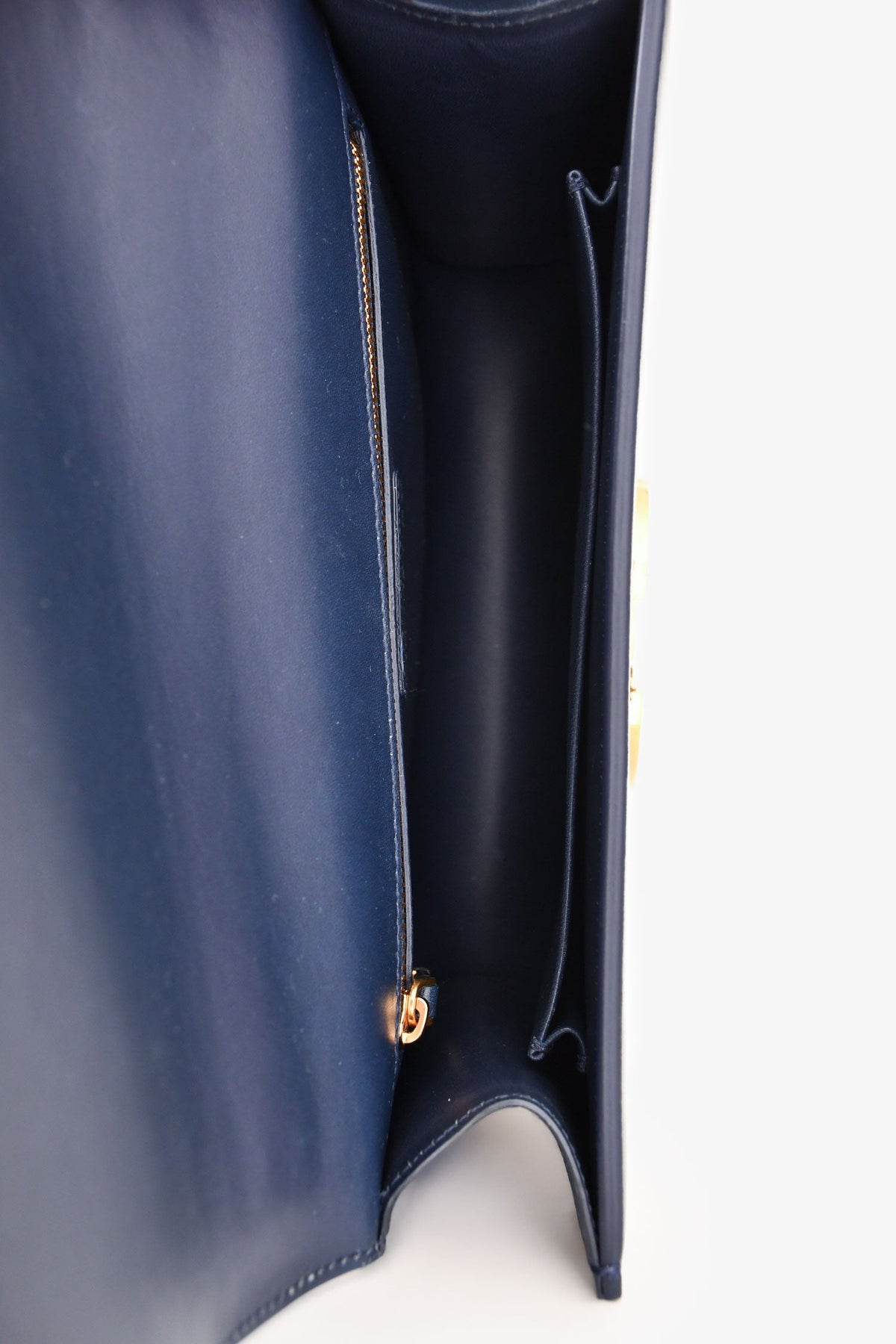 Christian Dior 2019 Blue Leather Crinkled Logo Montaigne Bag