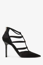 Christian Dior Black Suede Crystal Star Pointed Heels Size 36.5