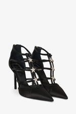 Christian Dior Black Suede Crystal Star Pointed Heels Size 36.5