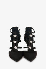 Christian Dior Black Suede Crystal Star Pointed Heels Size 36.5