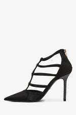 Christian Dior Black Suede Crystal Star Pointed Heels Size 36.5