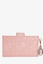 Christian Dior 2019 Pink Patent Leather Lady Dior Jasmine Card Holder